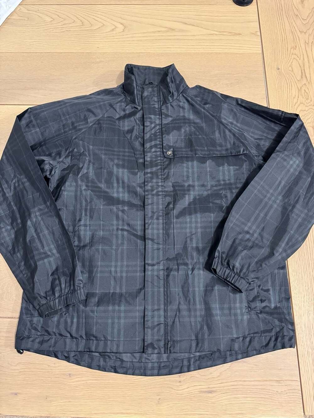 Burberry Tonal Shadow Check Nylon Windbreaker Jacket
